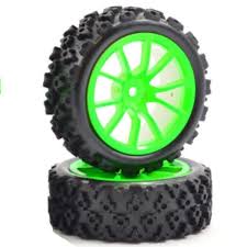 FASTRAX 1/10 STREET/RALLY TYRE 10SP GREEN WHEEL