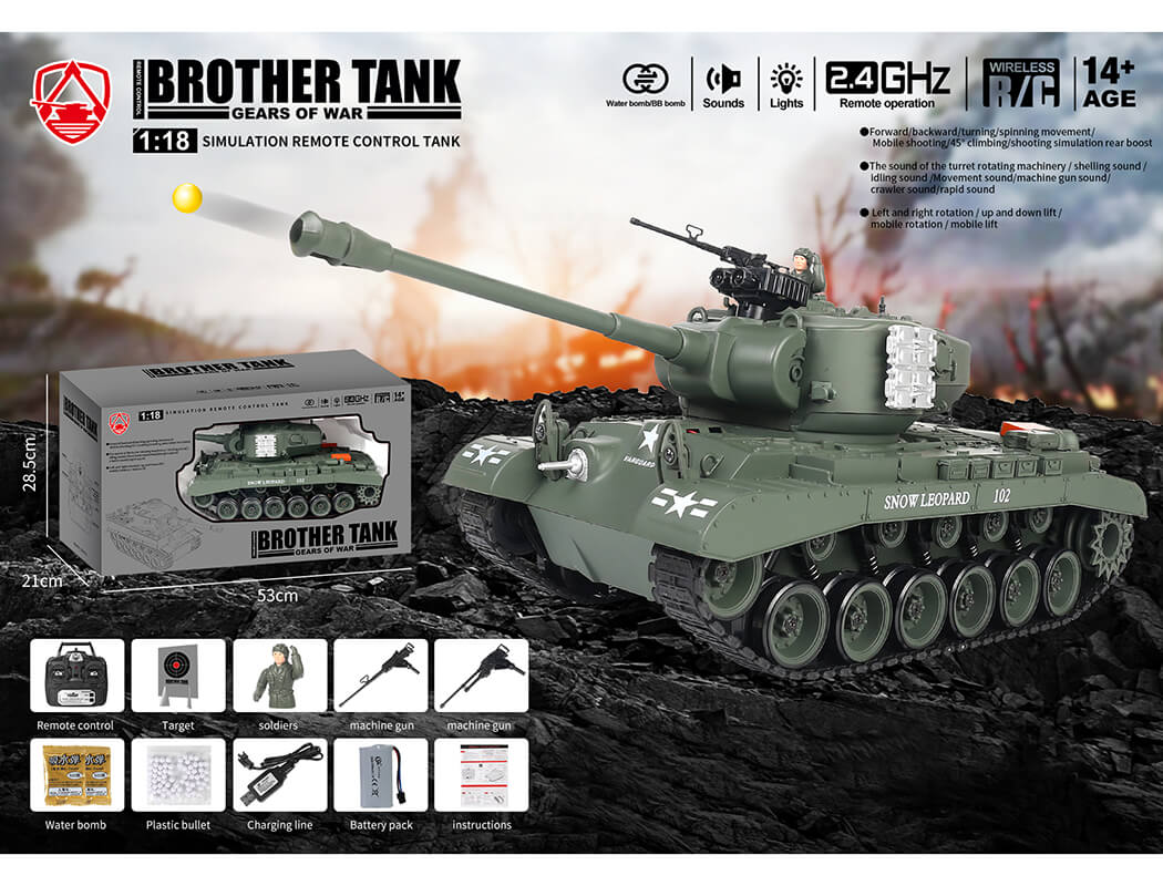 BROTHER TANK RC TANK USA M26 PERSHING 'SNOW LEOPARD' GREEN 1:18 BT-814