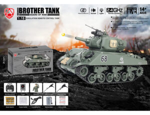 BROTHER TANK RC TANK USA M4A3 SHERMAN GREEN 1:18 BT-828