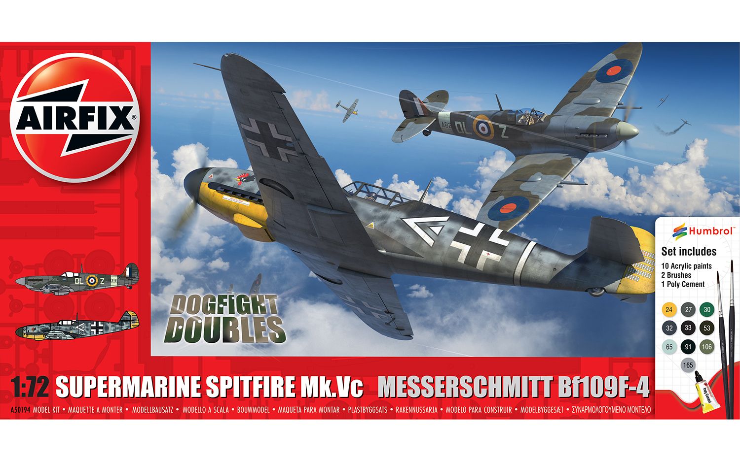 Airfix Supermarine Spitfire Mk.Vc vs Bf109F-4 Dogfight Double 1/72 A50194