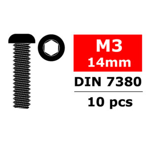 Corally Hex Button Head Screw M3X14 Steel 10 Pcs