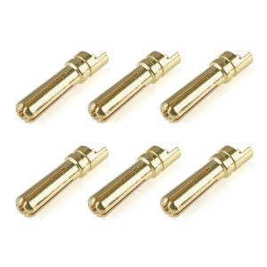 Corally Bullit Connector 4.0Mm Male Solid Type Gold Plated Ultra Low Resistance Wire Straight 6Pcs