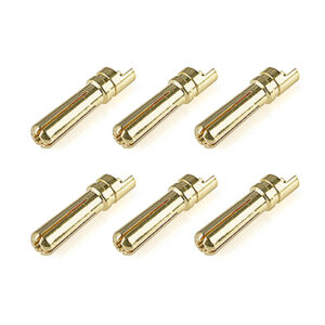 Corally Bullit Connector 5.0Mm Male Solid Type Gold Plated Ultra Low Resistance Wire Straight 6Pcs