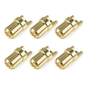 Corally Bullit Connector 6.5Mm Male Solid Type Gold Plated Ultra Low Resistance Wire Straight 6Pcs