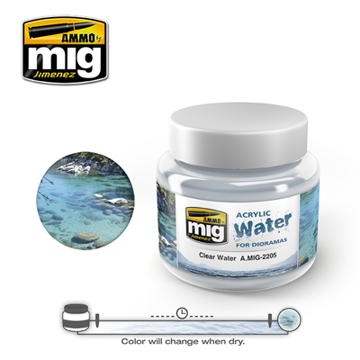 MIG Ammo CLEAR WATER ACRYLIC 250ML MIG2205