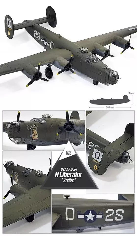 Academy USAAF B-24H Liberator Zodiac Heavy Bomber 1/72 12584