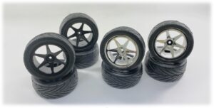 Absima 1:10 Buggy Wheel Set "6 Spoke/Street" rear chrome (2) 2500021