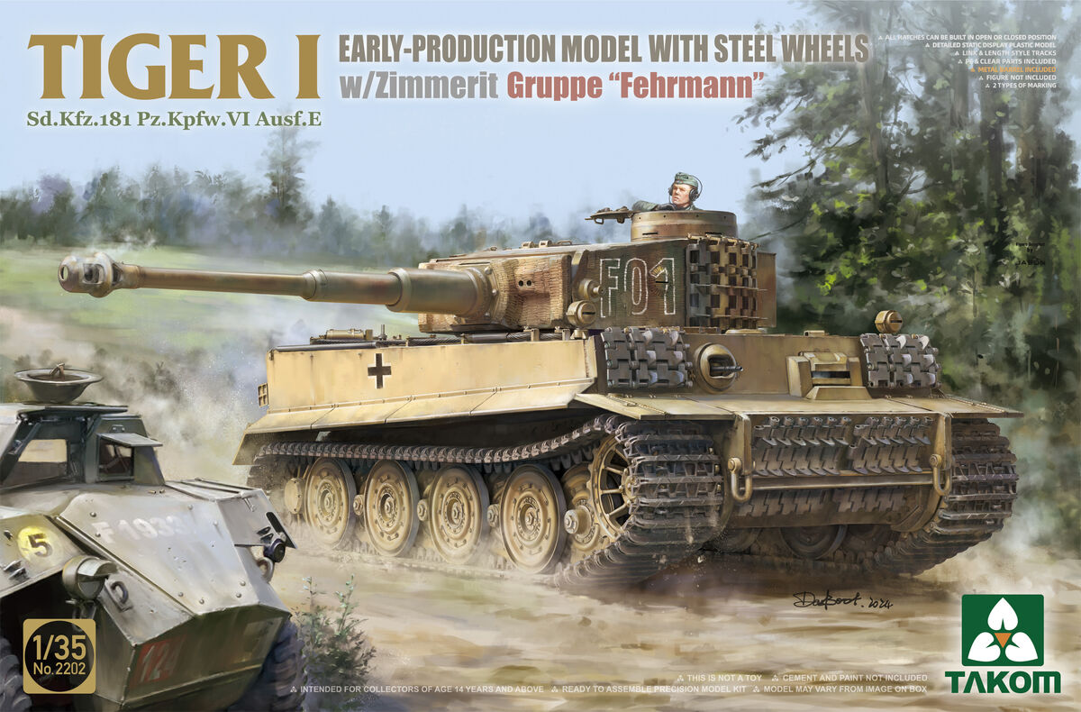 Takom 1/35 Tiger I Early Tank w/Zimmerit Gruppe Fehrmann PKTAK02202