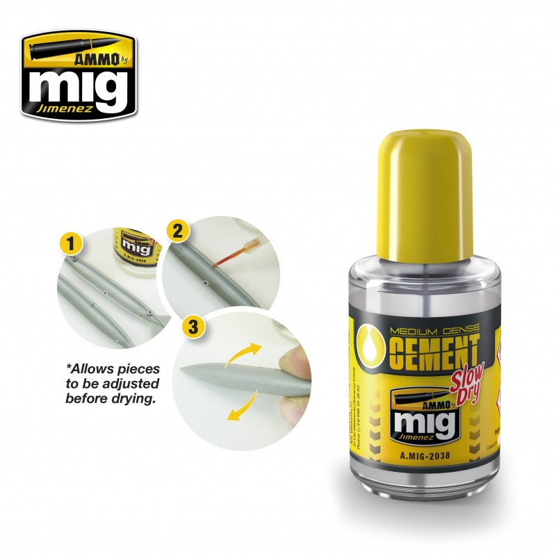 Mig Ammo Medium Dense Cement - Slow Dry (Polyester Plastic Glue) MIG2038
