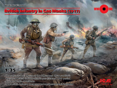 ICM 1/35 British Infantry in Gas Masks (1917) 4 Figures   ICM35703