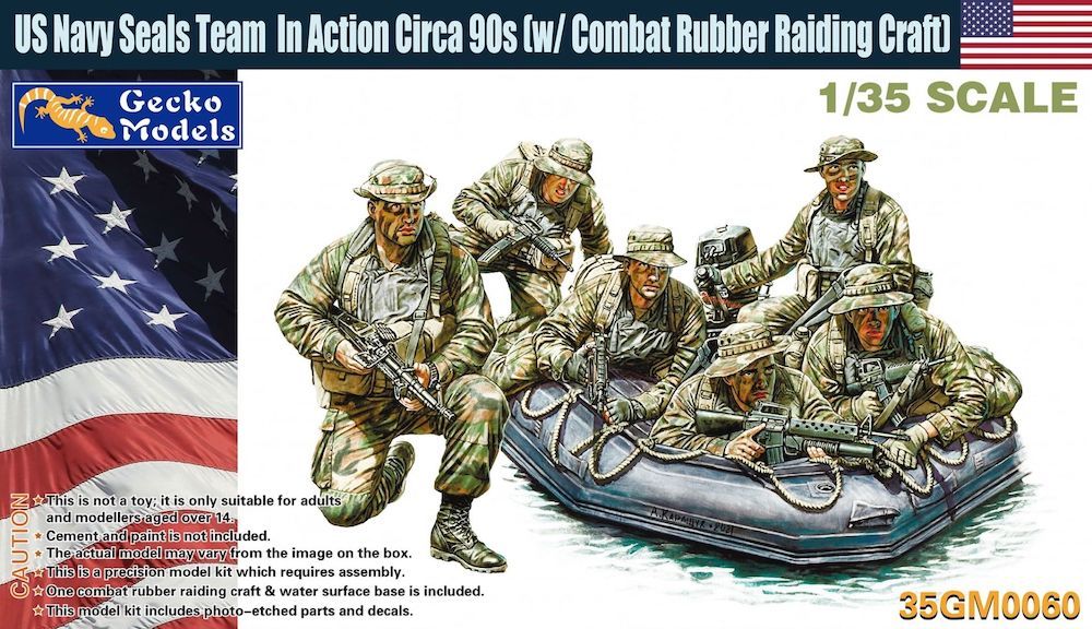 Gecko Models 1/35 US Navy Seals Team Circa 90s (w/t Combat Rubber Raiding Craft) 35GM0060
