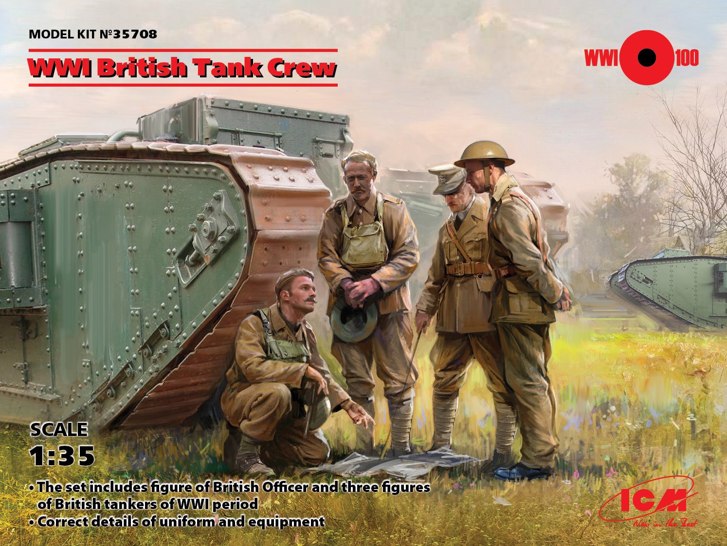 ICM WWI British Tank Crew 4 Figures 1:35 ICM35708