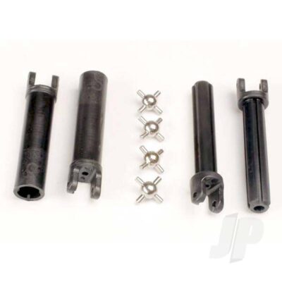 Traxxas Half shafts, Long truck (external-splined (2 pcs) & internal-splined (2 pcs) / metal U-joints (4 pcs)