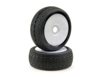 Absima 1:8 Buggy Disc Wheel and Tyre Set Mini Pin (2) - White 2520022