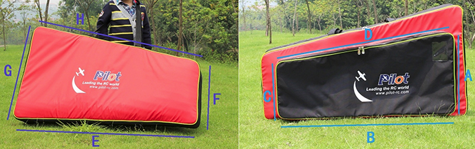 Pilot-RC Wing Bag Size Diagram