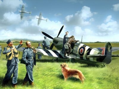 ICM Spitfire Mk.IX with RAF Pilots & Ground Personnel (7 Figures) 1:48 ICM48801