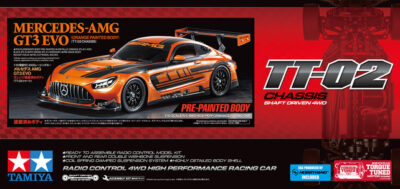 Tamiya Mercedes-AMG GT3 EVO (TT-02) with Orange Painted Body 47519