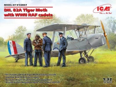 ICM DH. 82A Tiger Moth Aircraft with WWII RAF Cadets (4 Figures) 1:32 ICM32037