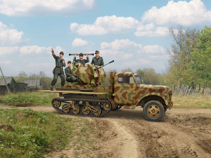 ICM "Achtung! Sie fliegen!" Sd.Kfz.3b with 2 cm Flak 38 and 4 Crew Figures 1:35 ICM35407
