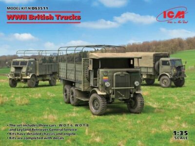 ICM WWII British Trucks, Model W.O.T. 6, Model W.O.T. 8, Leyland Retriever General Service (Set of 3) 1:35 ICMDS3511