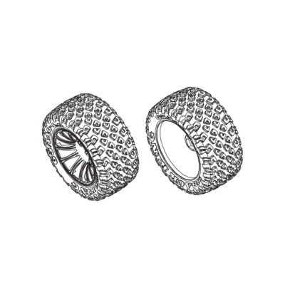 PD Racing Truck Wheels & Tyres (One Pair)    PD860-001