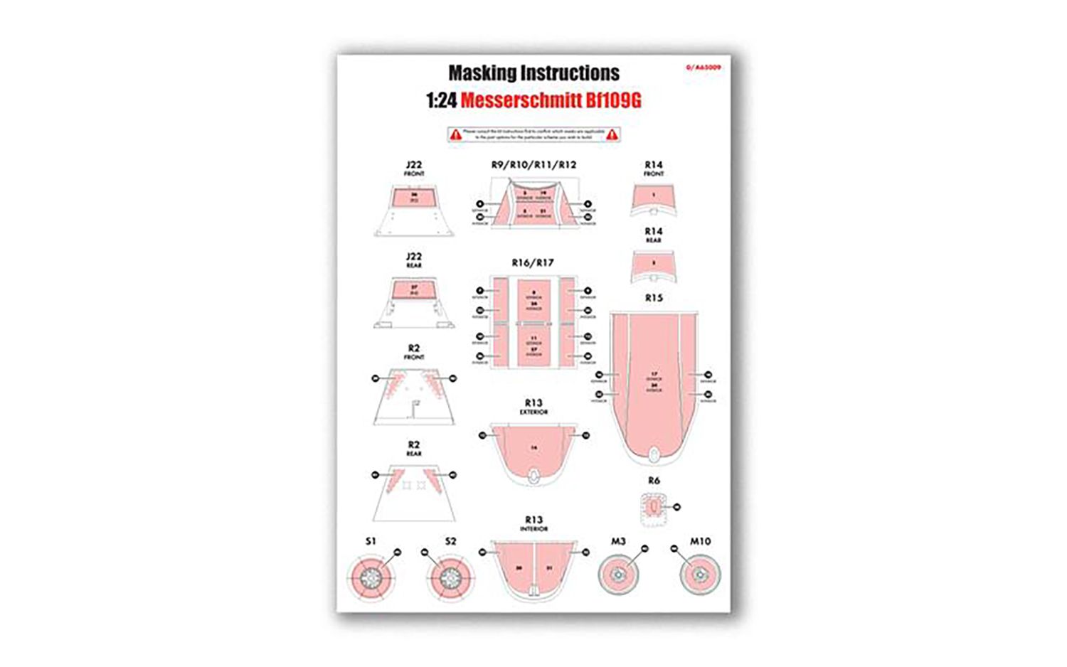 Airfix A65009 Masking Set - For Messerschmitt Bf109G (A17003)